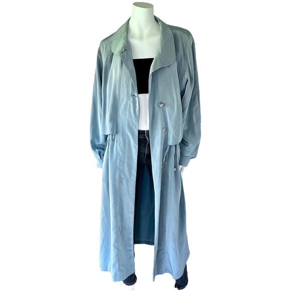 STUNNING Vintage Blue Luba Midmod Trench Coat Jacket - Picture 3 of 10